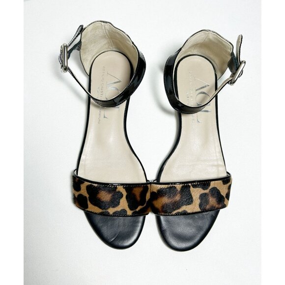 Attilio Giusti Leombruni Calf Hair Animal Print Ankle Strap Sandals -Sz 39.5 (9) - Picture 2 of 7